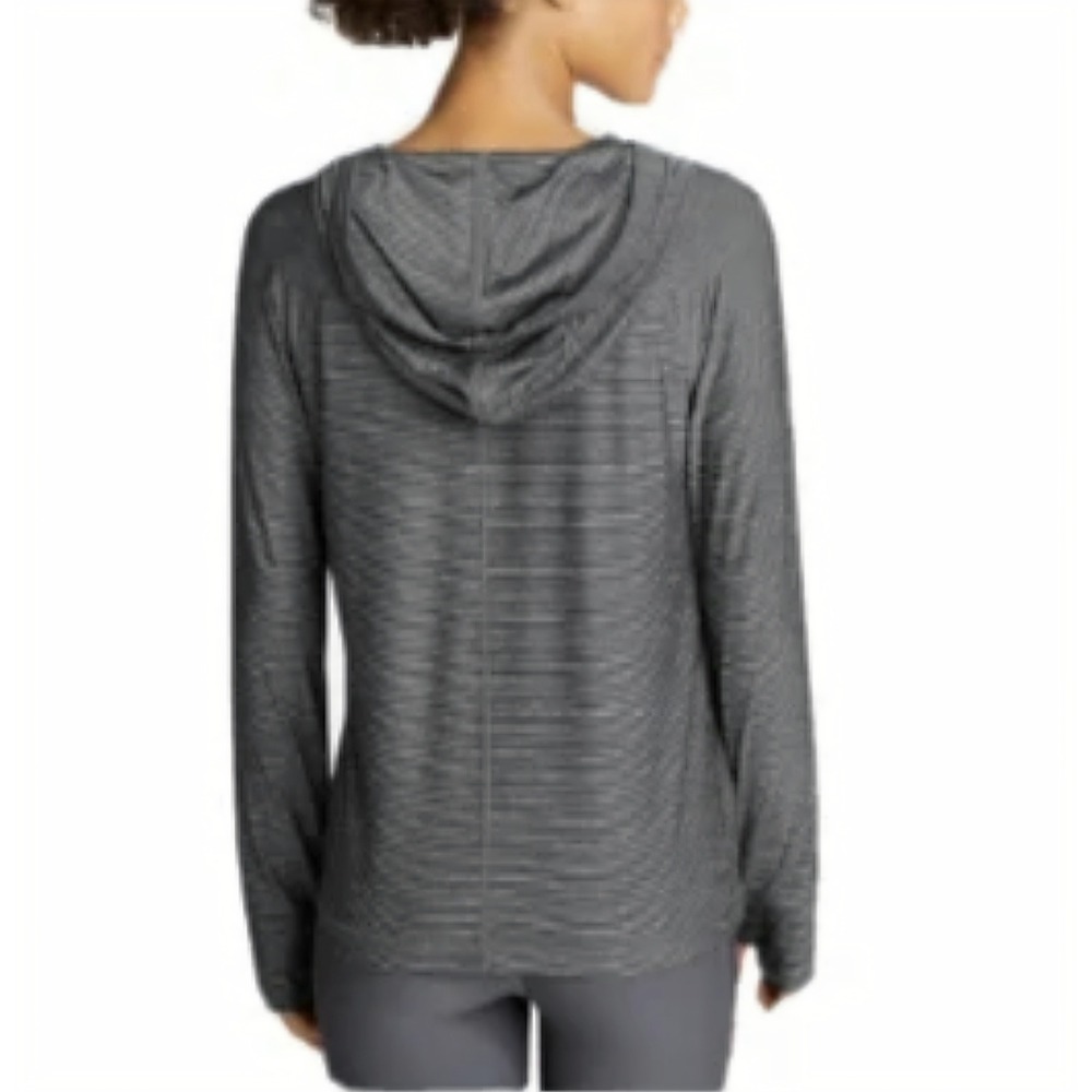 Eddie Bauer Infinity Hoodie Top Pullover Long Sleeve Womens Large Blue Stripe - Picture 9 of 12